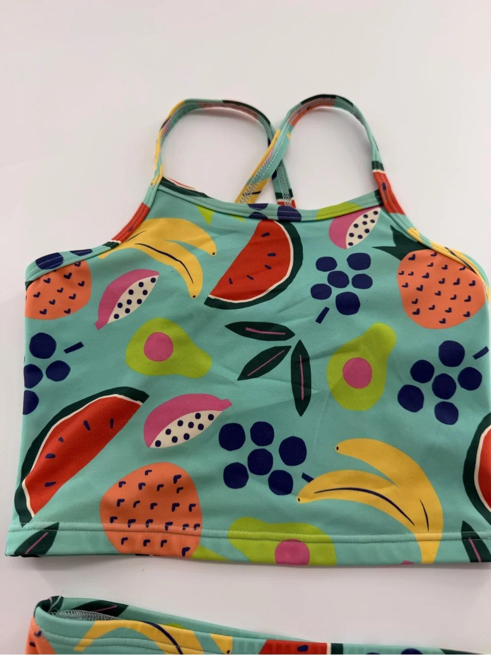 Hanna Andersson Printed Easy 2pc Set Swimsuit Swim Fruit Salad Teal Girls Kids